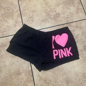 PINK Victoria's Vintage 2010 Secret Black Shorts with Pink Heart Graphic